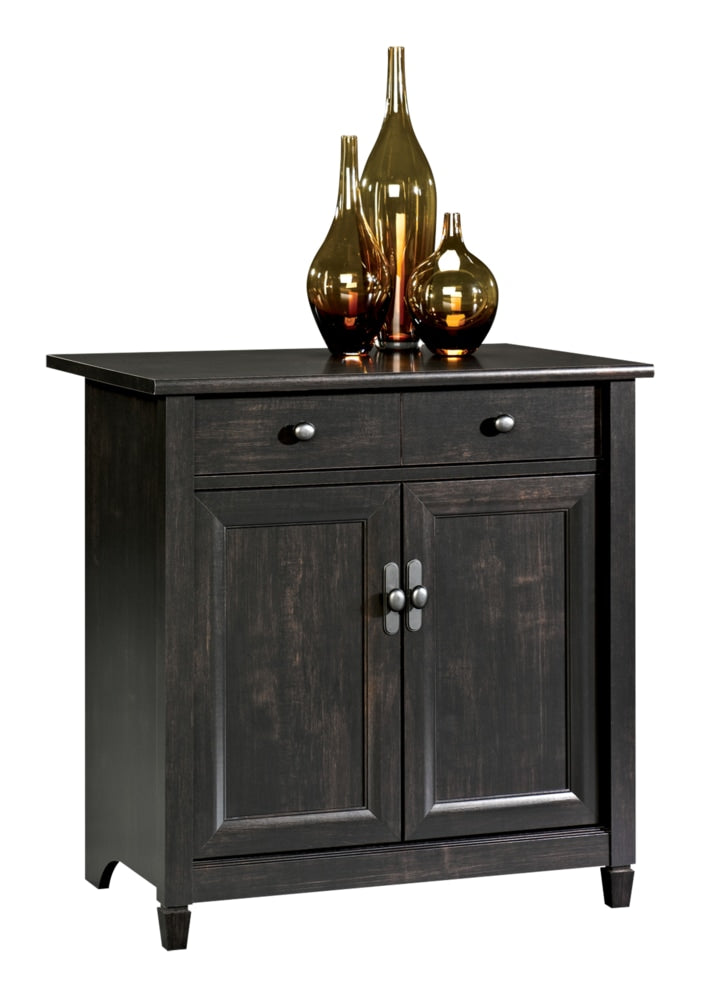 Sauder Edge Water 2-Door Storage Cabinet With Adjustable Shelf, Estate Black Finish X5