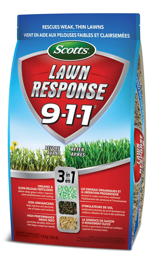 Scotts Lawn Response 3-in-1 Grass Seed & Fertilizer Mix, 9-1-1, 4.8-kg X5