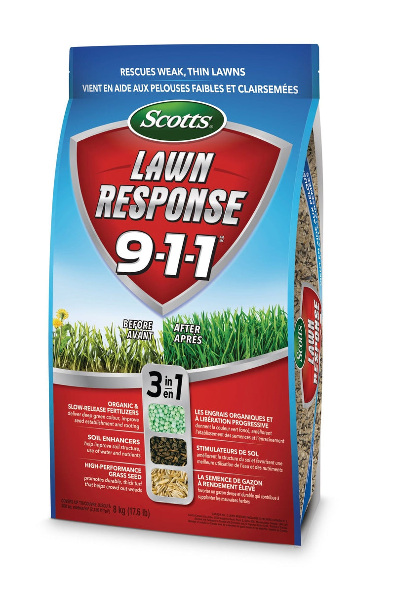 Scotts Lawn Response 3-in-1 Grass Seed & Fertilizer Mix, 9-1-1, 8-kg K4