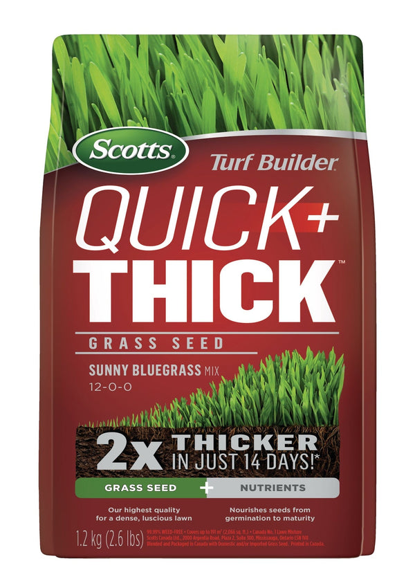 Scotts Turf Builder Quick + Thick Grass Seed Sunny Bluegrass Mix, 12-0-0, 1.2-kg E2