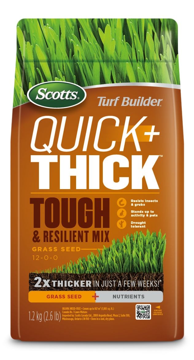 Scotts Turf Builder Quick + Thick Grass Seed Tough & Resilient Mix, 12-0-0, 1.2-kg W6
