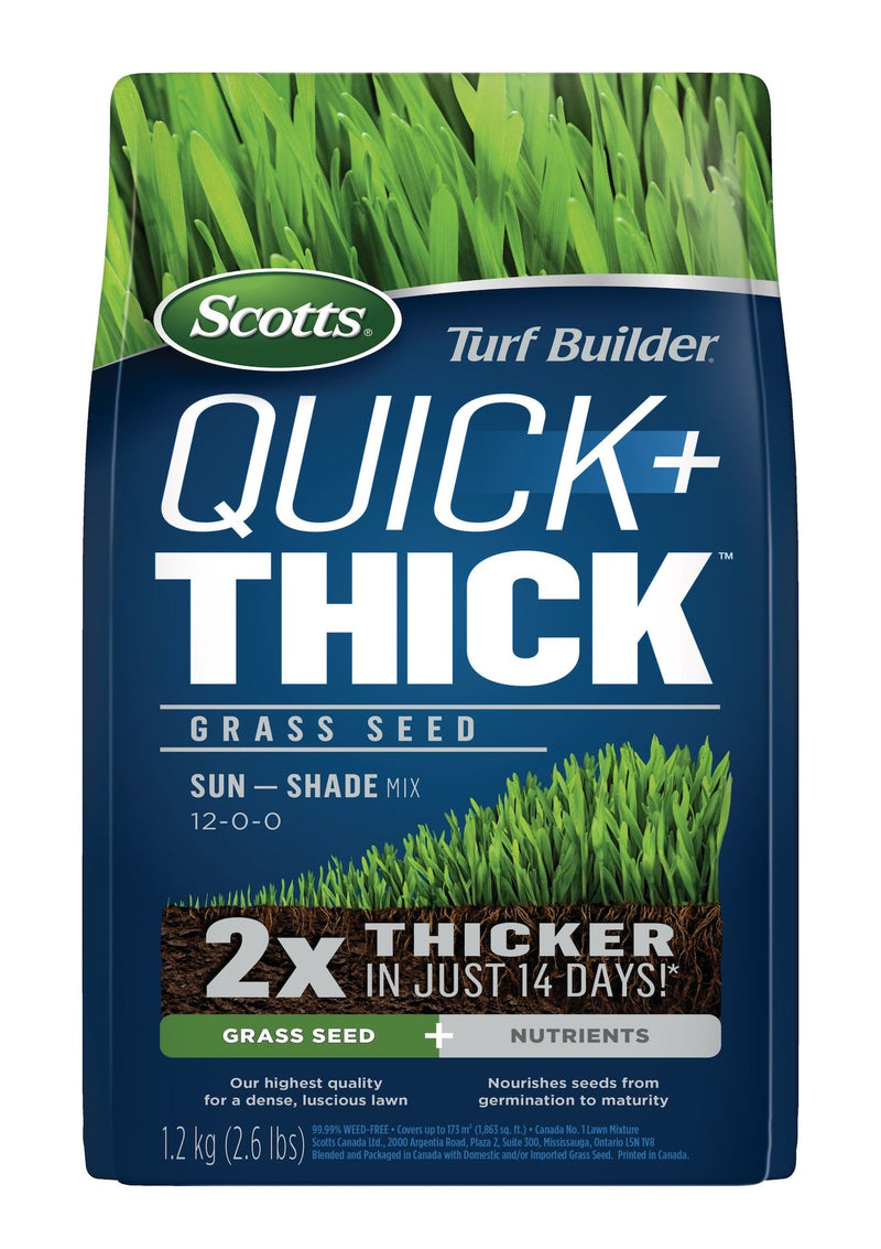 Scotts Turf Builder Quick + Thick Sun—Shade Grass Seed & Fertilizer Mix, 1.2-kg L9
