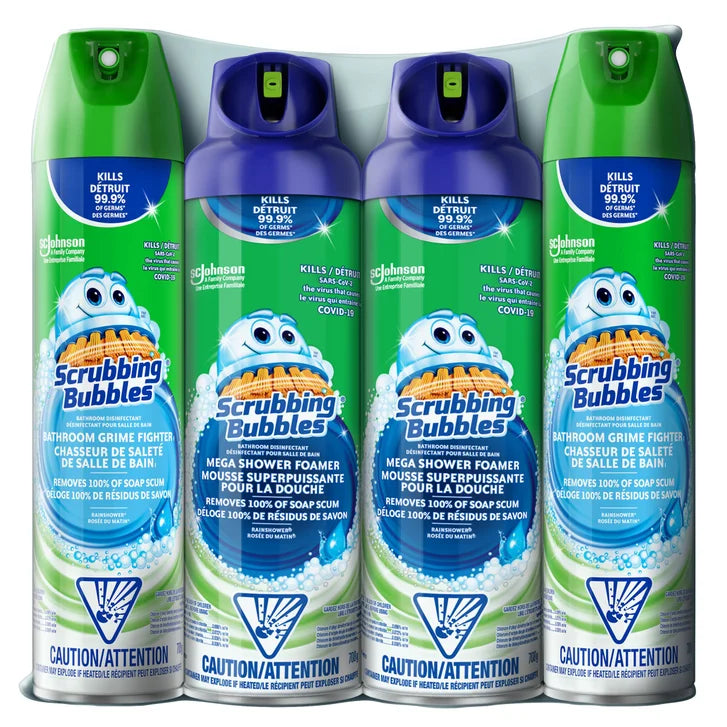 Scrubbing Bubbles Mega Shower Foamer and Bathroom Cleaner Aerosol Combo 4 x 708 g T7