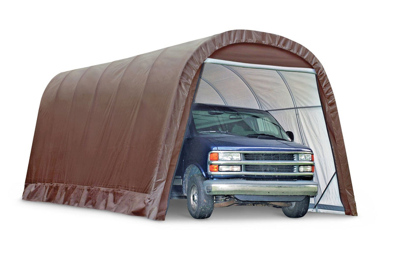 ShelterLogic Heavy Duty Waterproof Round Style Auto Shelter with UV Protection, 12x24x10-ft N6