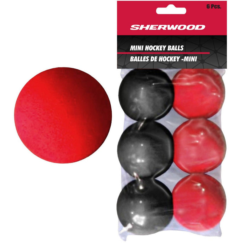 Sherwood Mini Foam Street Hockey Balls, Red & Black, 6-pk B6