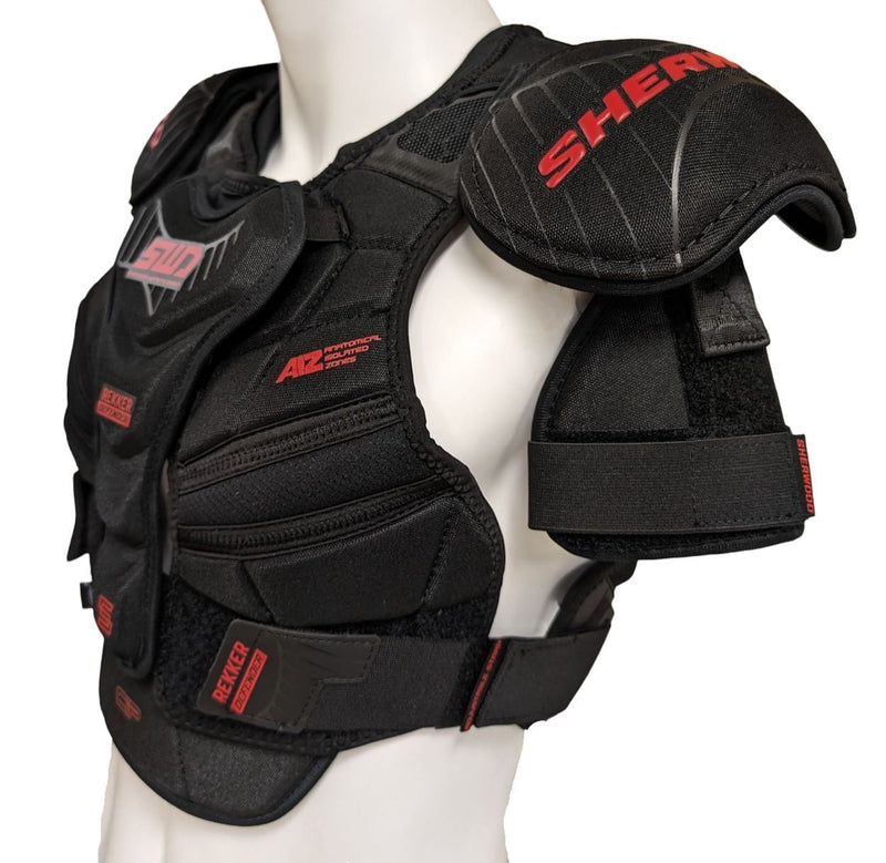 Sherwood Rekker SWD Defender Hockey Shoulder Pads, Women, Black/Red, Assorted Sizes K4