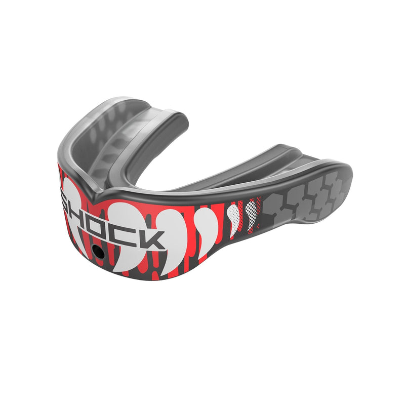 Shock Doctor Gel Max Power Mouthguard, Junior/Senior, Red Drip Fang T1