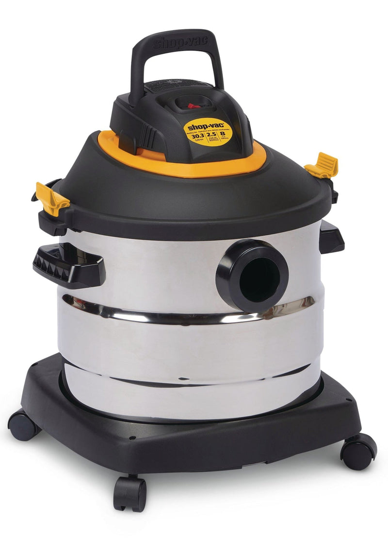 Shop-Vac 2031848 2.5 Peak HP Stainless Steel Wet/Dry Shop Vacuum with Hose and Accessories, 30-L F5