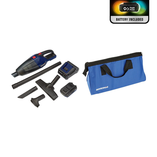 Simoniz 20V Max Cordless Car Hand Vacuum with PWR POD 2.0 Ah battery H3