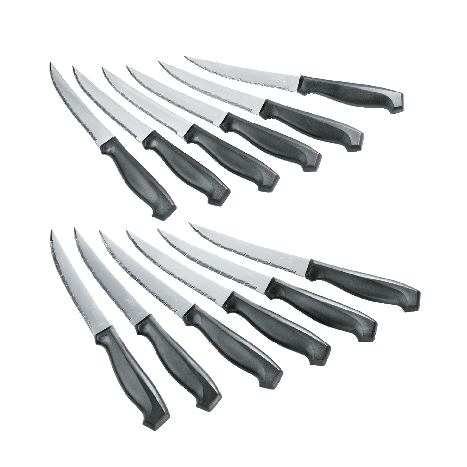 Simplicité Stainless Steel Laser Steak Knife Set, Dishwasher Safe, 12-pc X6