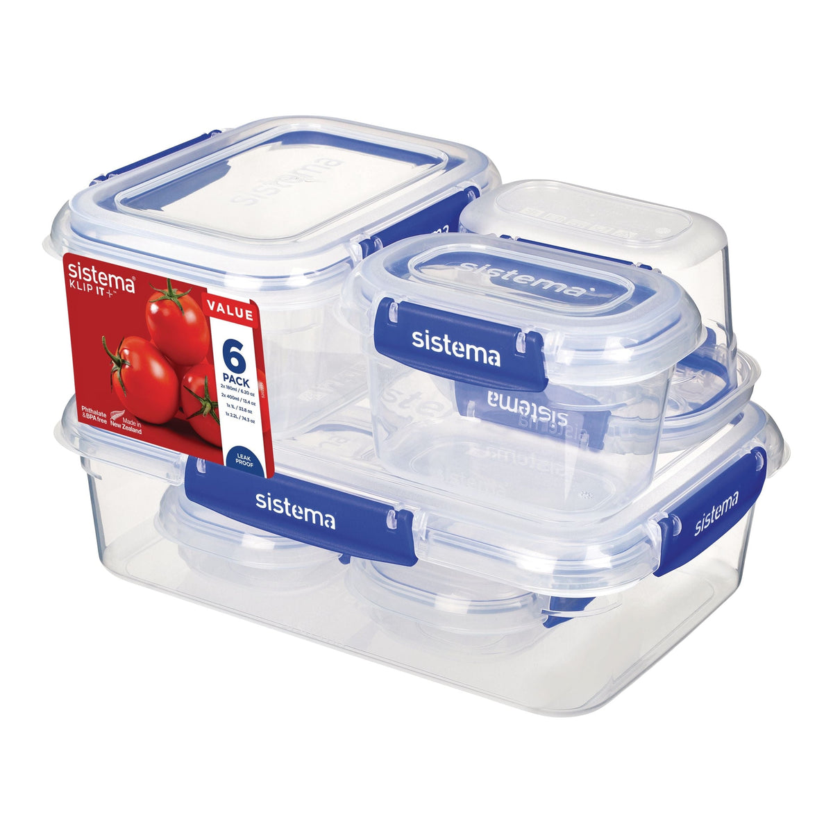 Sistema Airtight Rectangular Food Storage Container Starter Set with Leakproof Seal, 12-pc