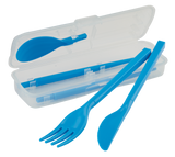 Sistema Cutlery Set To Go, Modular Travel Plastic Cutlery Set with Knife, Fork, Spoon, Chopsticks and Case