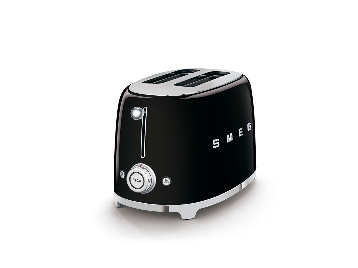 Smeg 50's Retro Style Wide Slot Pop Up Electric Toaster with 6 Settings, 2-Slice, Black