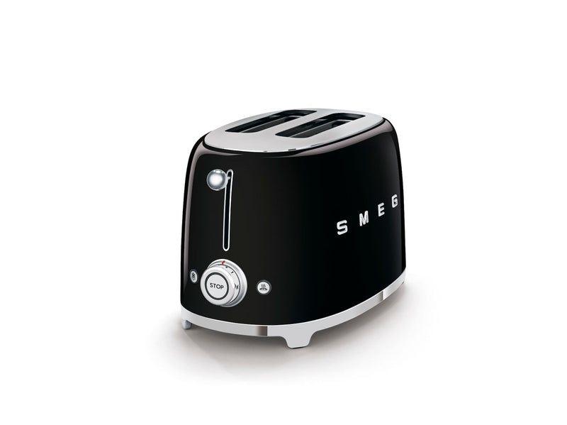 Smeg 50's Retro Style Wide Slot Pop Up Electric Toaster with 6 Settings, 2-Slice, Black R9