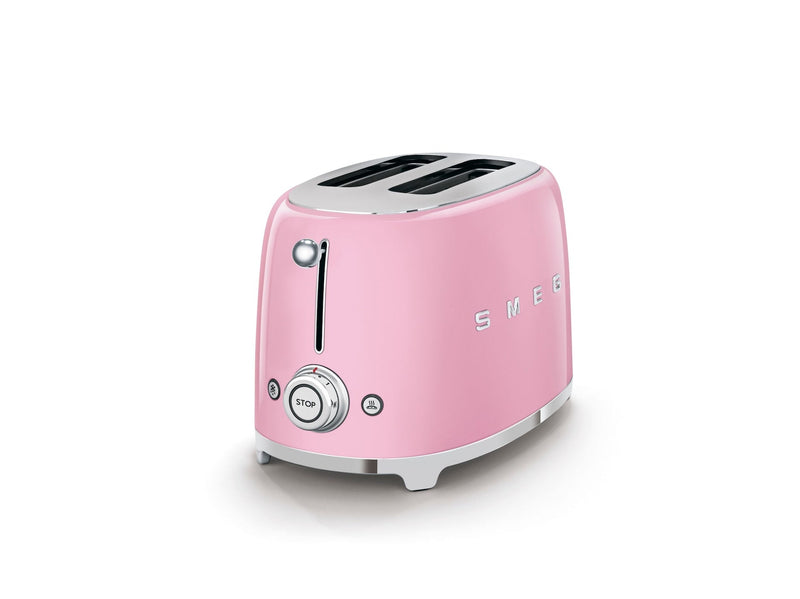 Smeg 50's Retro Style Wide Slot Pop Up Electric Toaster with 6 Settings, 2-Slice, Pink Z8