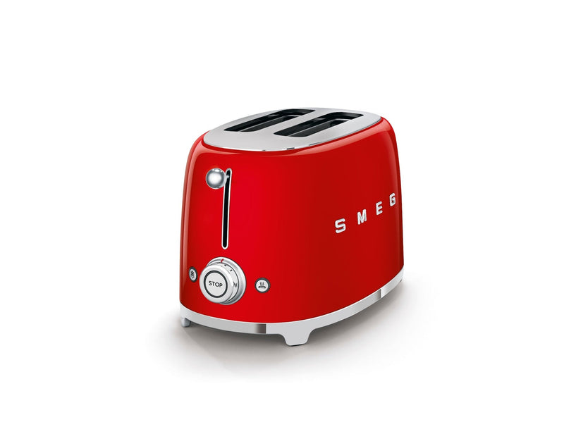 Smeg 50's Retro Style Wide Slot Pop Up Electric Toaster with 6 Settings, 2-Slice, Red D7