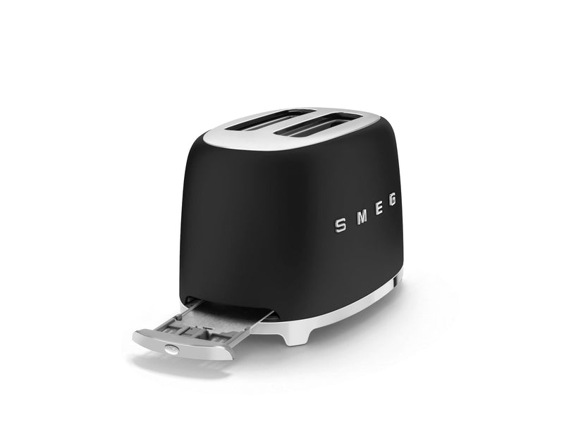 Smeg 50's Retro Style Wide Slot Pop Up Electric Toaster with 6 Settings, 2-Slices, Matte Black G8