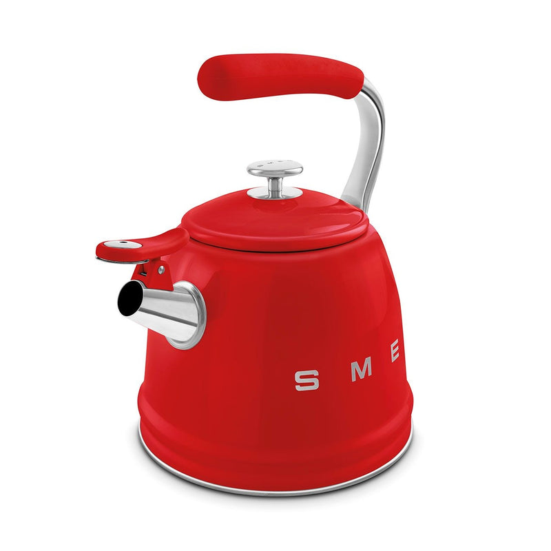 SMEG Traditional Stove Top Whistling Kettle, Red, 2.3-L F2