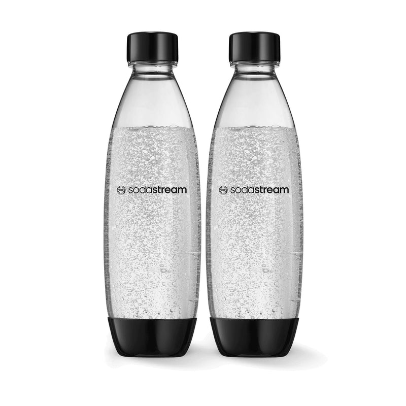 SodaStream Slim Carbonating Bottle, Dishwasher Safe, BPA-Free, Black, 1-L, 2-pk A9