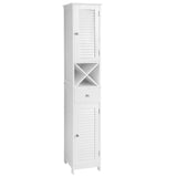 Songmics Home 1-Drawer White Storage Cabinet with Shutter Doors