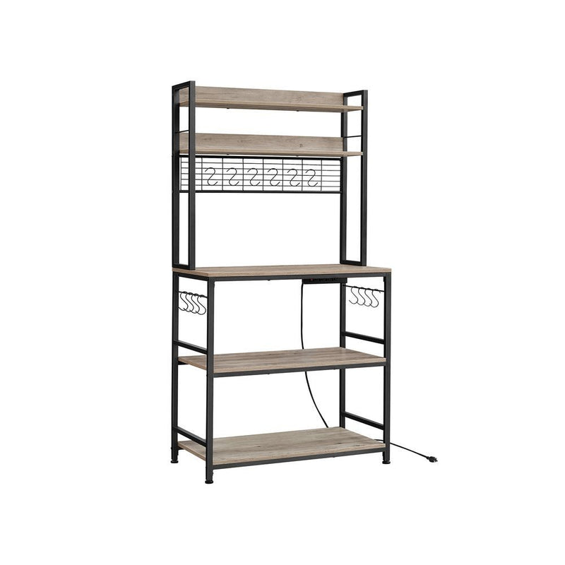 Songmics Home 5-Shelf Grey Baker's Rack with 4 AC Outlets A0