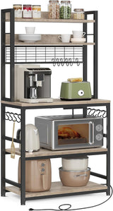 Songmics Home 5-Shelf Grey Baker's Rack with 4 AC Outlets