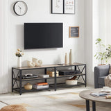 Songmics Home 70-in 3-Tier Industrial Greige/Black TV Stand