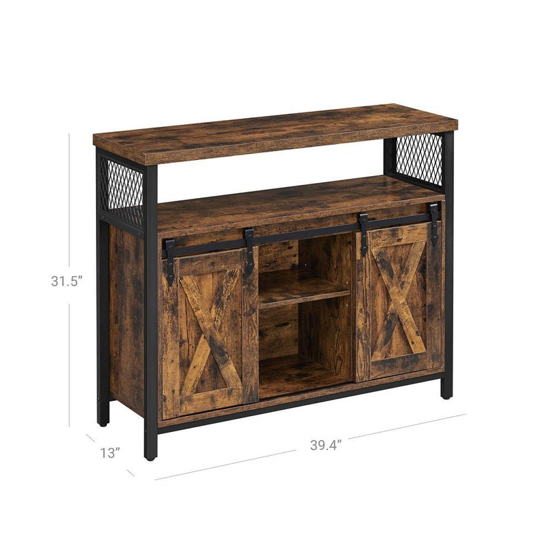 Songmics Home Brown Buff Sideboard Storage with Sliding Doors G9