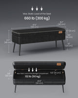 Songmics Home Mid-Century Ink Black Ottoman Storage Bench