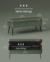 Songmics Home Modern Forest Green Ottoman Storage Bench