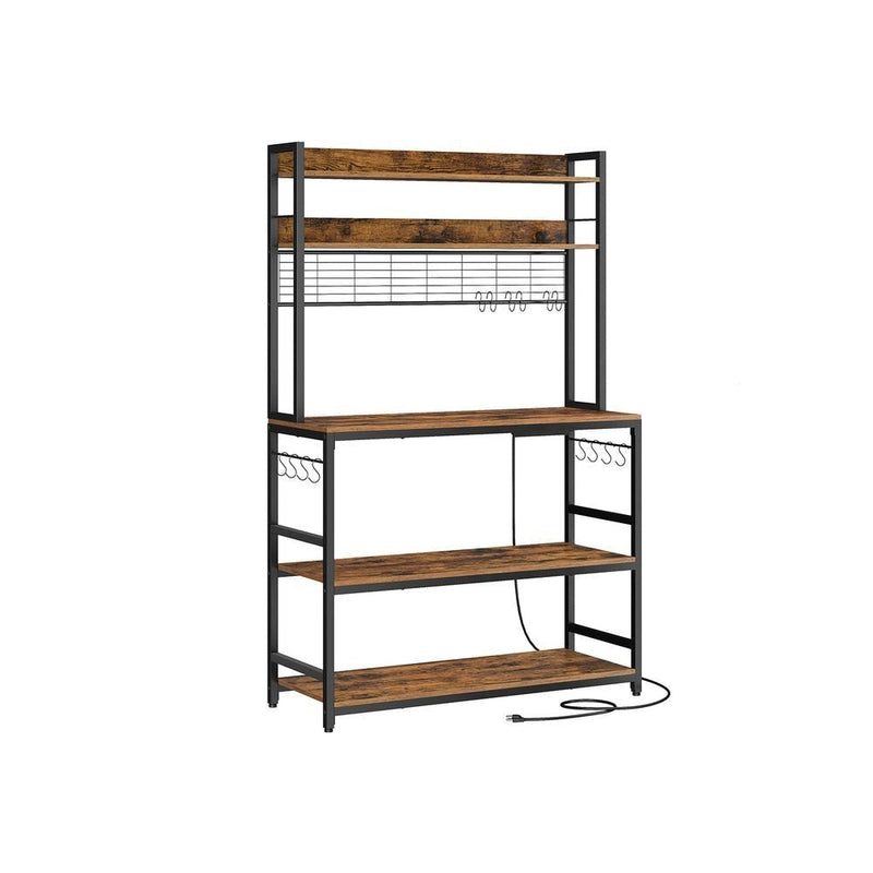 Songmics Home Rustic Brown Baker's Rack with 4 AC Outlets J2