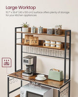 Songmics Home Rustic Brown Baker's Rack with 4 AC Outlets