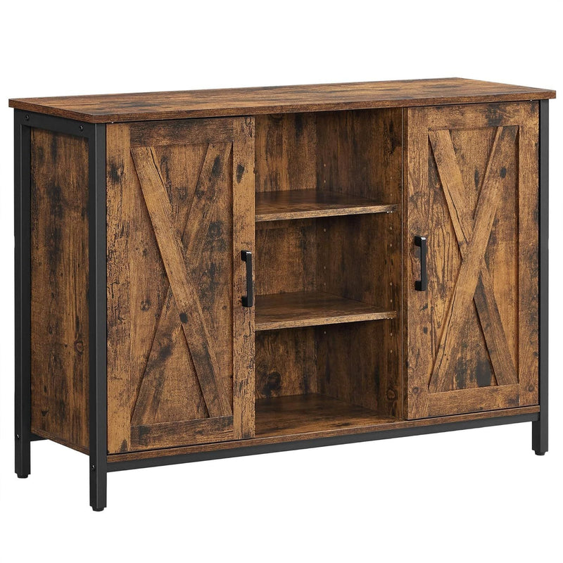 Songmics Home Rustic Brown Buffet Cabinet with Barn Doors M4