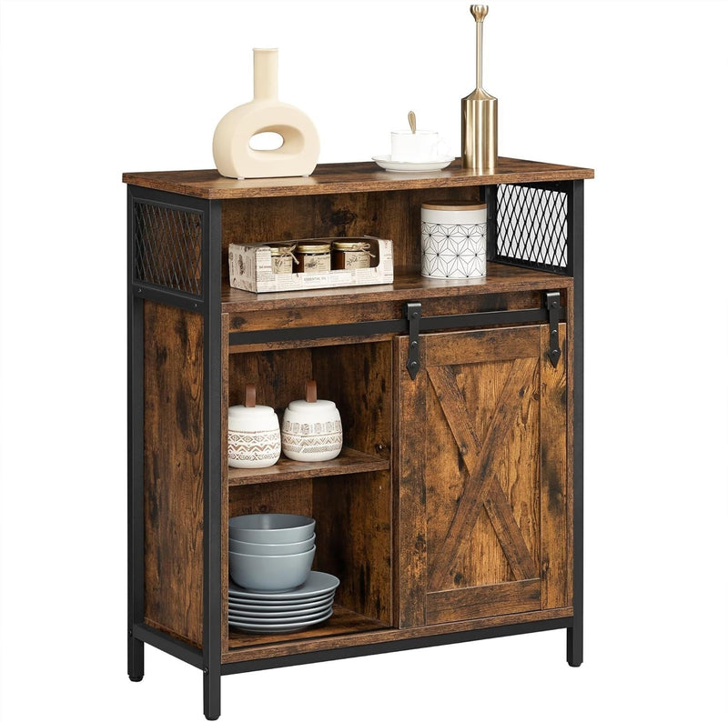 Songmics Home Rustic Brown Cabinet with Sliding Door M9