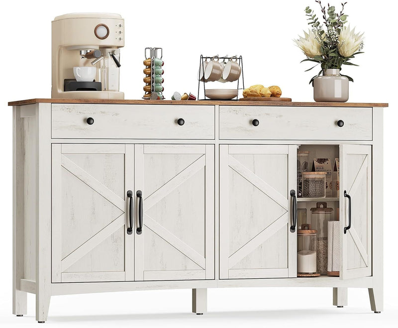Songmics Home Rustic White/Honey Brown Buffet Cabinet V2