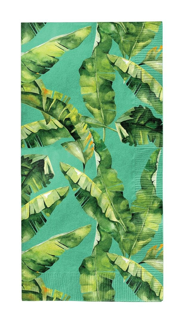 Sophistiplate Palm Spring Rectangle Paper Disposable Guest Towel Napkins, Green, 8-in, 20-pk, 3-ply, for Summer Party E3