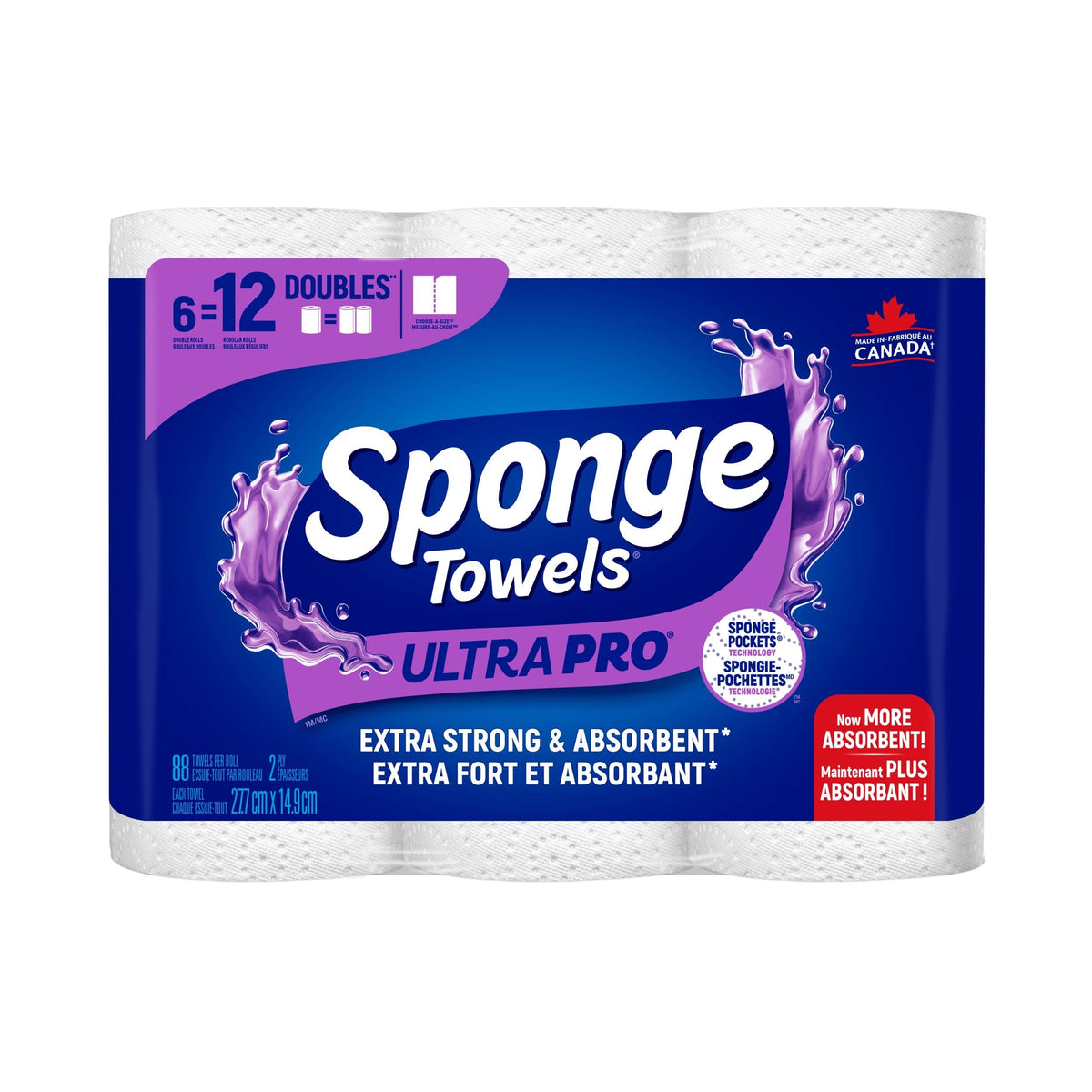 SpongeTowels Utra Pro Double Roll Paper Towel, 6-pk