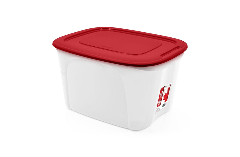 Stackable Storage Box with Lid, 63-L, Red/White, 63 Litre Storage Container D9