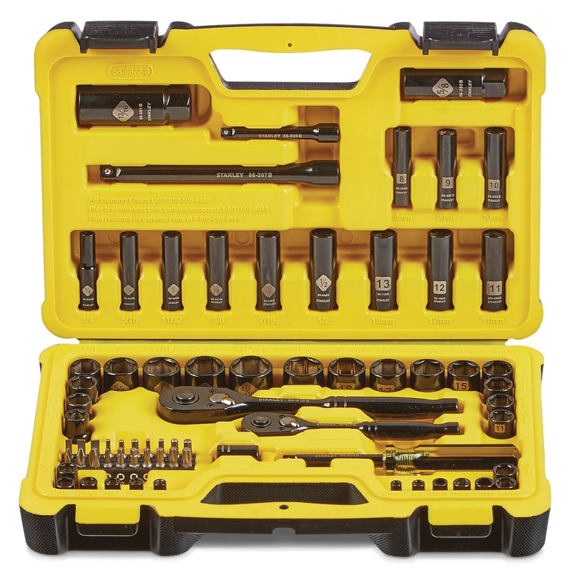Stanley Professional Grade Black Chrome Socket Set, 70-pc, SAE/Metric J1