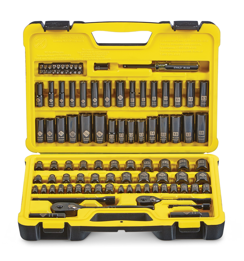 Stanley Professional Grade Black Chrome Socket Set, 99-pc, SAE/Metric A7