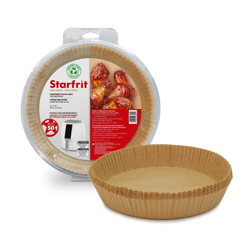 Starfrit Round Non-Stick Parchment Paper Air Fryer Liner, 50-pk X4