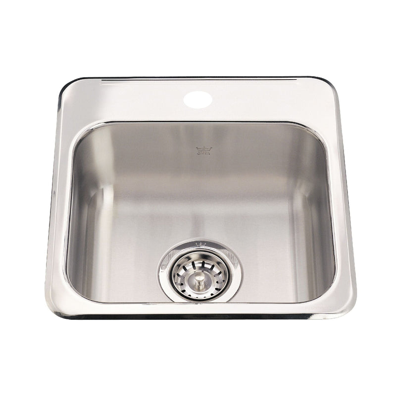 Steel Queen Drop-In 1-Hole Stainless Steel Sink, 15x15-in D5