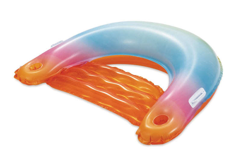 Stella and Finn Sunset Inflatable Ombre Pool Floating Chair with Cup Holders, Multi-Colour D7