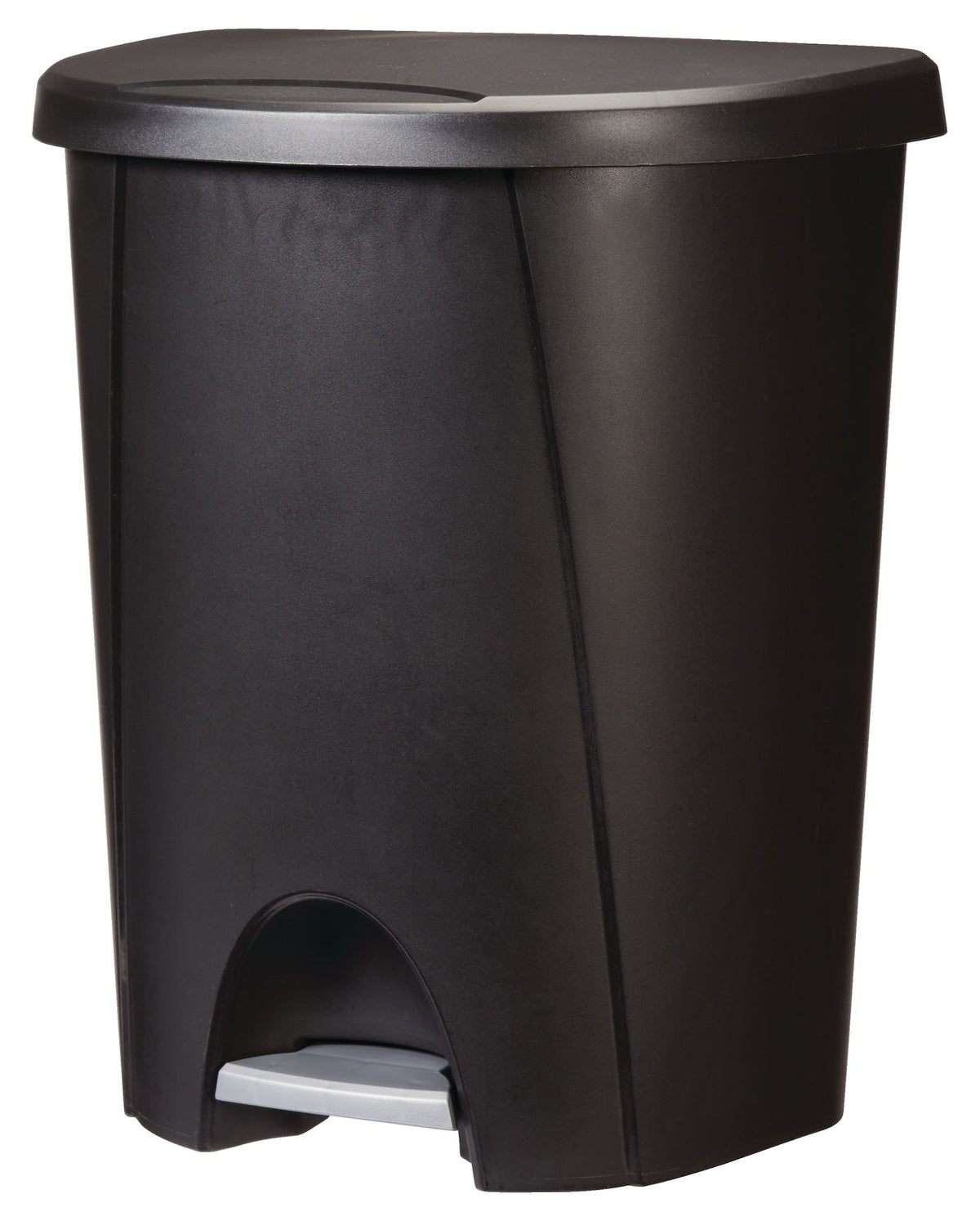 Sterilite Plastic D-Shaped Step Garbage Can, Black, 25-L