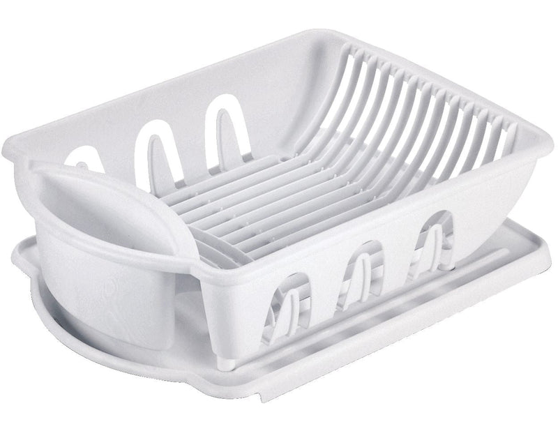 Sterilite Plastic Nesting Dish/Cutlery Drying Rack & Drainboard Tray For Kitchen, White C8