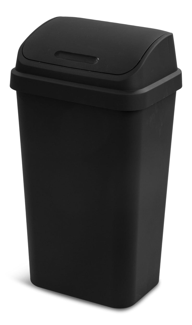 Sterilite Plastic Rectangular Swing Lid Garbage Can, Black, 49-L I3