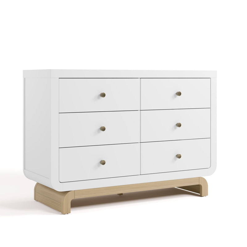 Storkcraft Santorini 6-Drawer White/Driftwood Double Dresser/Chest B6