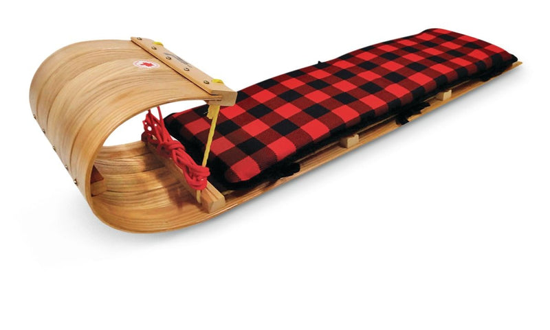 Streamridge Grizzly Kids' Traditional Vintage Wooden Winter Toboggan Sled & Seat Pad, 4-ft D8