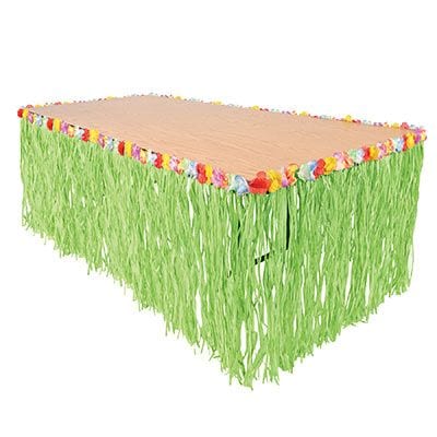Summer Green Grass Hawaiian Table Skirt, 9-ft S3