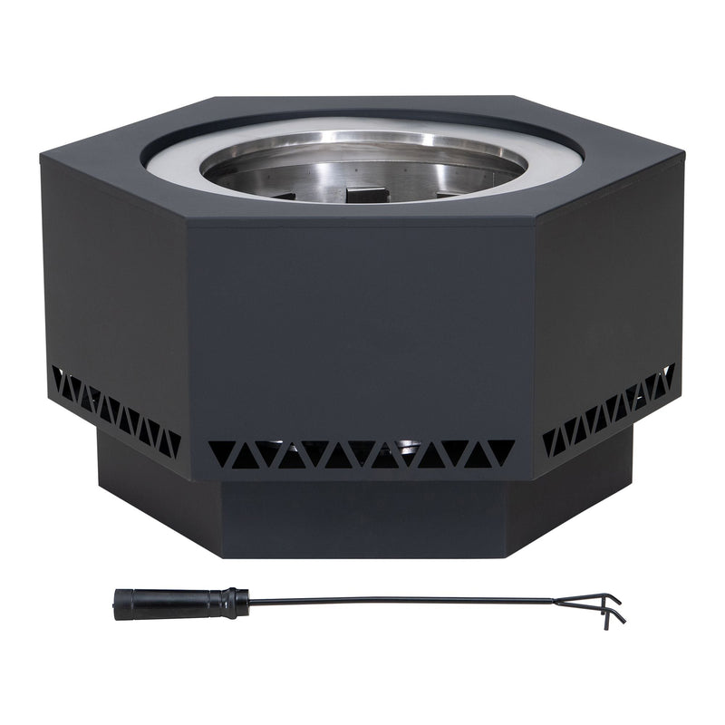 Sunjoy Hexagonal Low Smoke Stainless Steel Fire Pit, 26-in S4